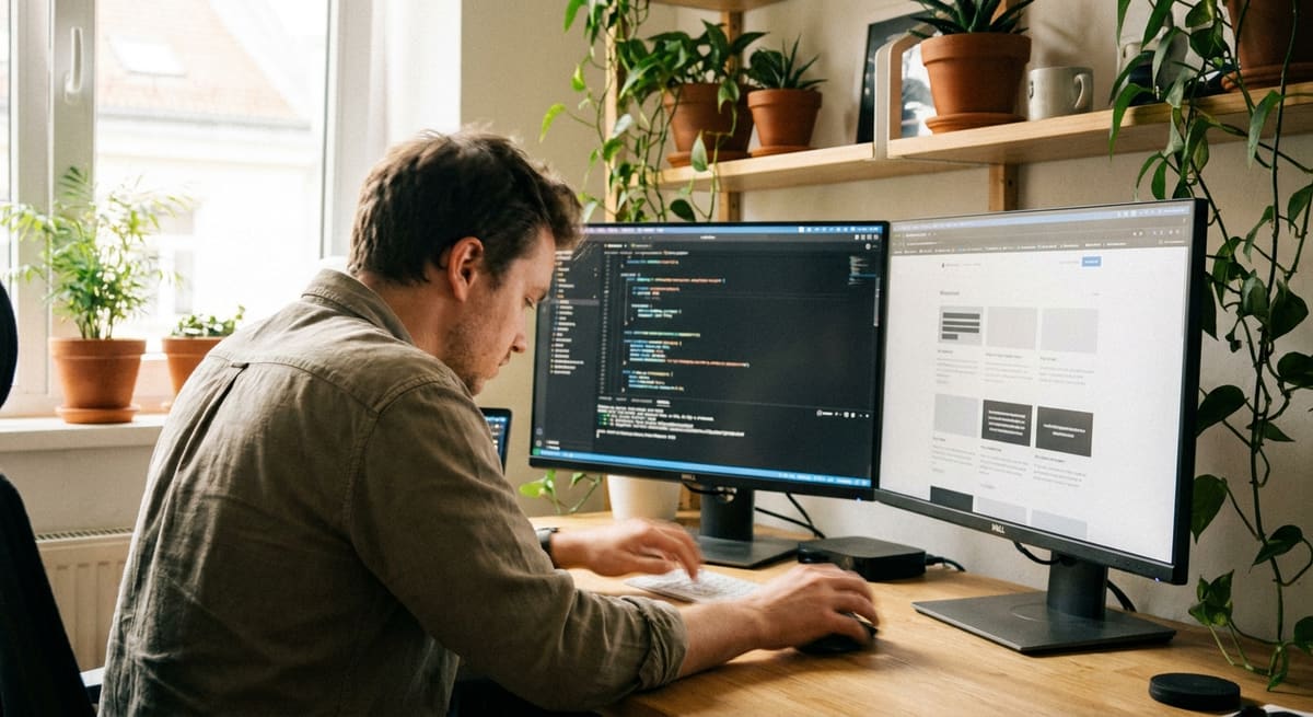 Développeur vérifiant les spécifications techniques du site internet sur écran