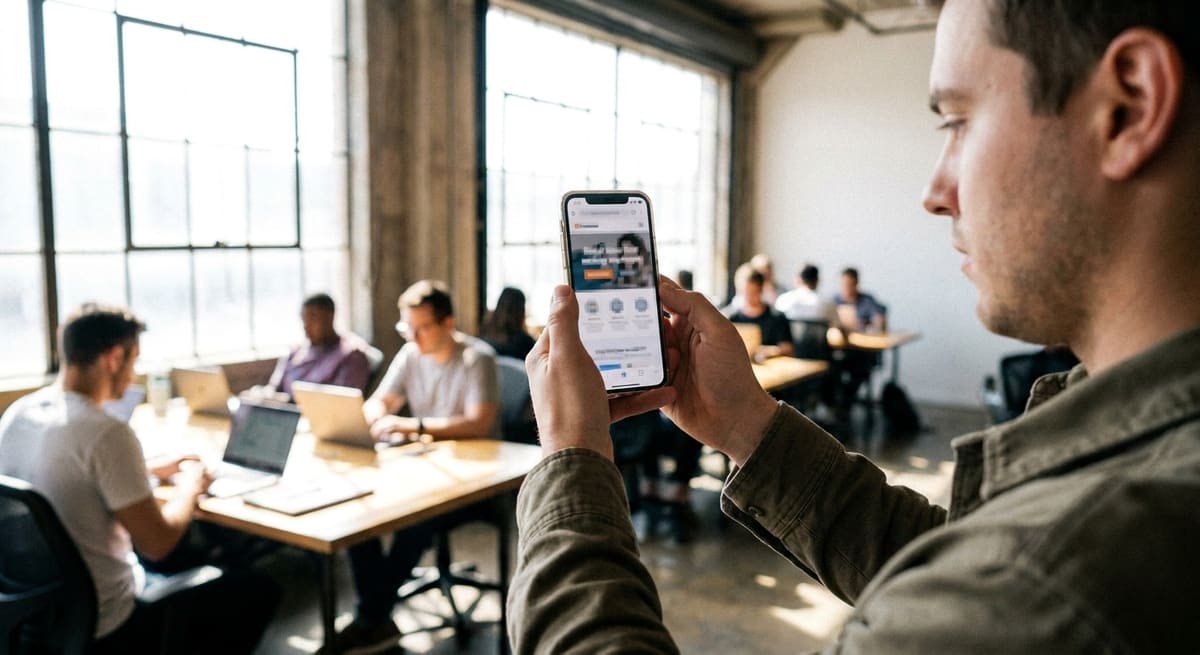 Freelance vérifiant l'affichage mobile de son site internet gratuit avant publication
