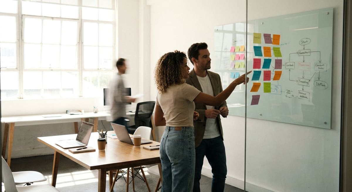 Équipe marketing planifiant une stratégie combinant référencement payant et naturel
